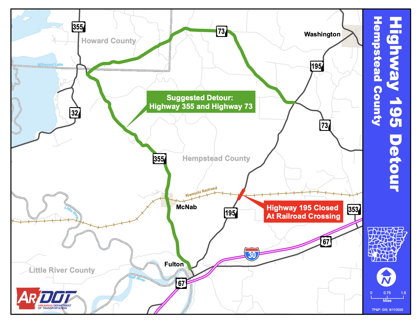 Improvements to Highway 195 in Hempstead County Will Require Weekend Closure SWARK Today